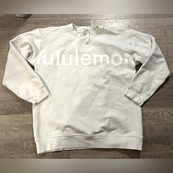 lululemon athletica Tops - White Lululemon logo crew neck sweatshirt size 12